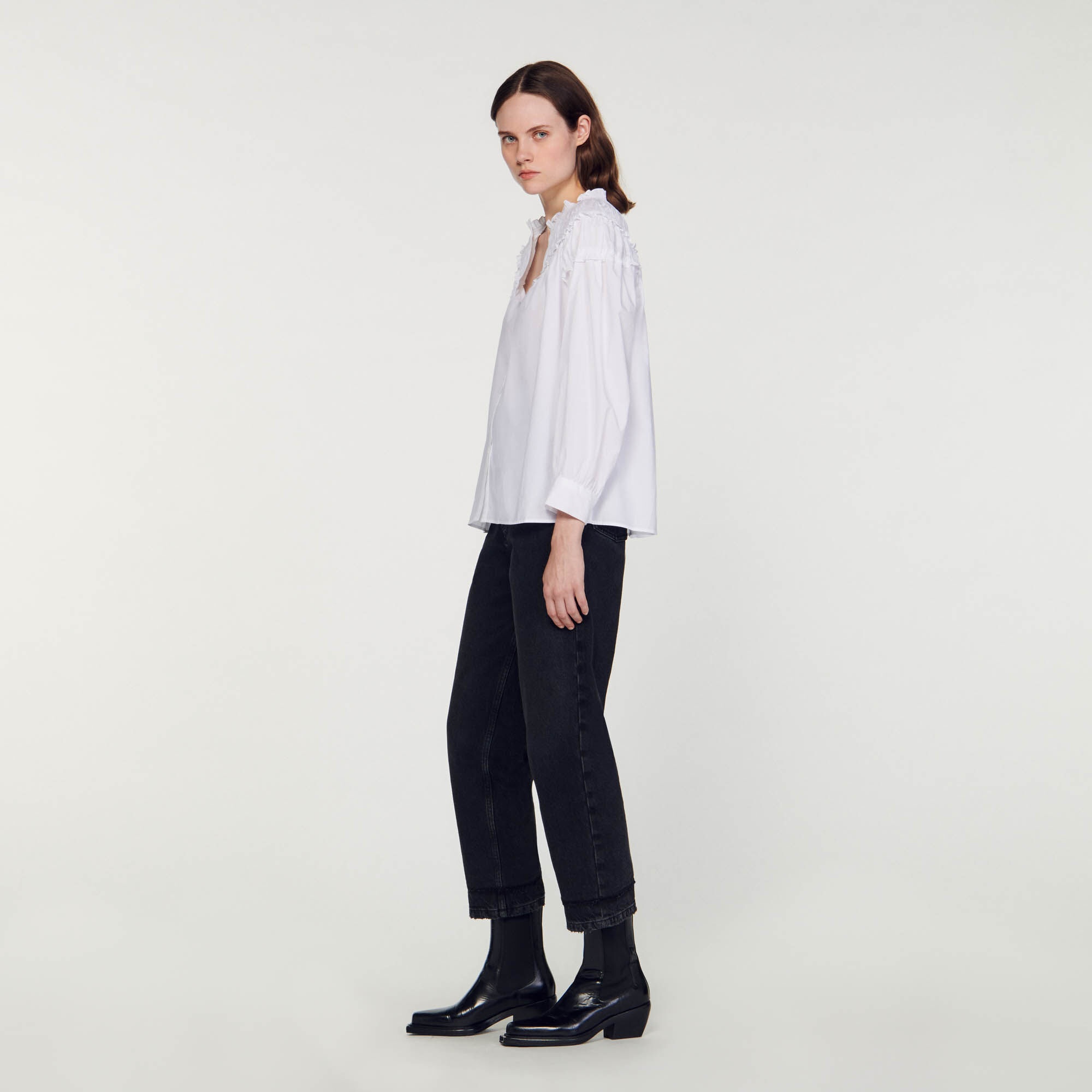 SMOCKED-COLLAR BLOUSE - 7
