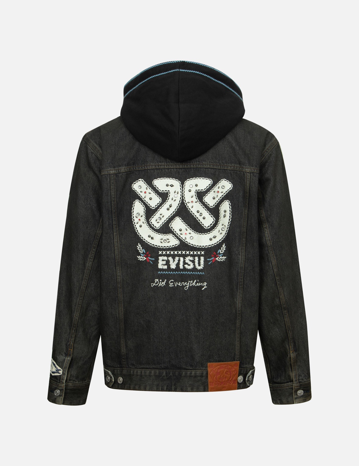 ETHNIC-INSPIRED WHEEL OF WISDOM PRINT AND EMBROIDERY RELAX FIT DENIM JACKET - 2
