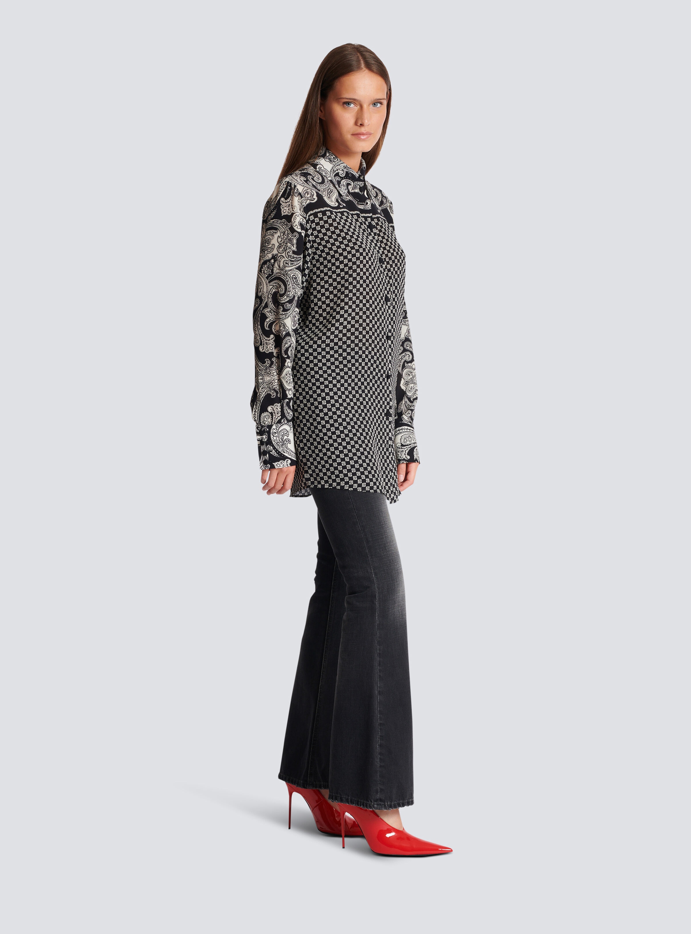 Paisley and mini monogram printed silk shirt - 3