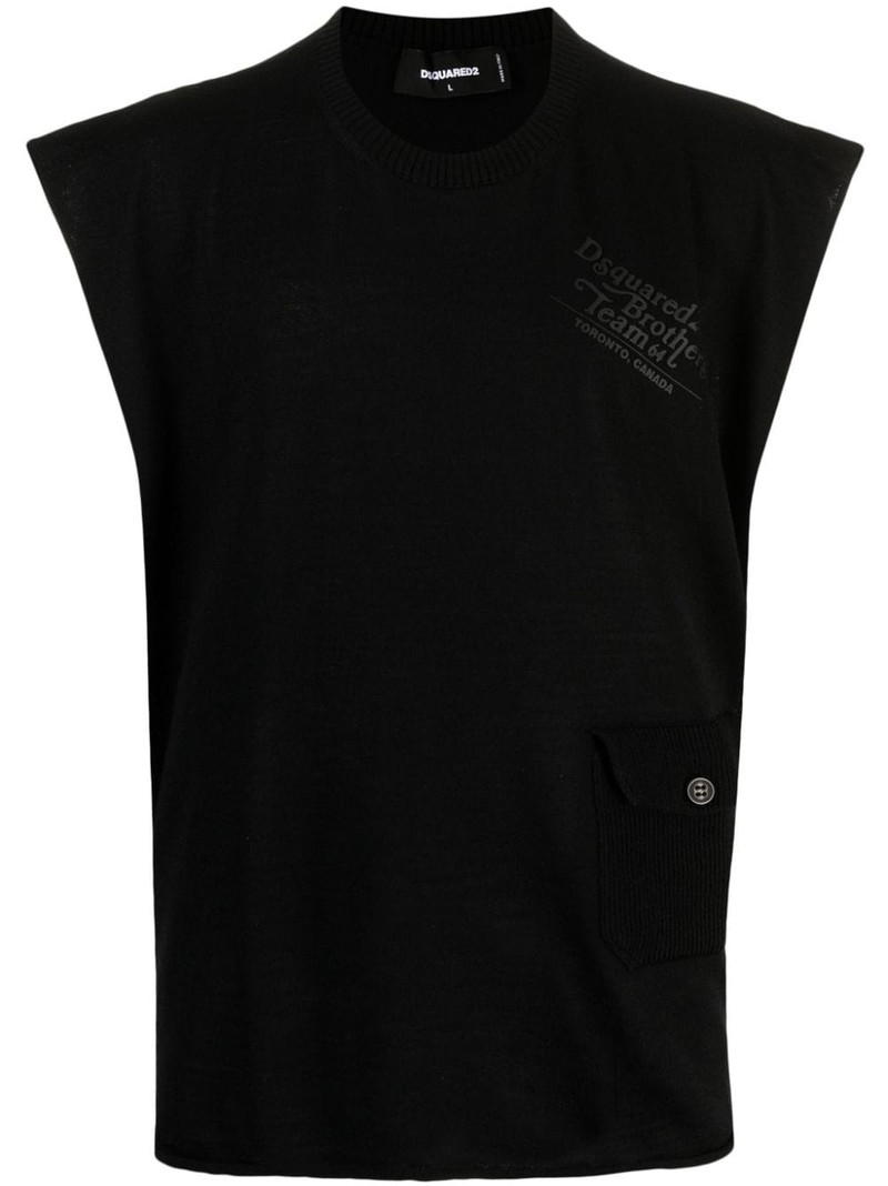 logo-print fine-knit vest 1
