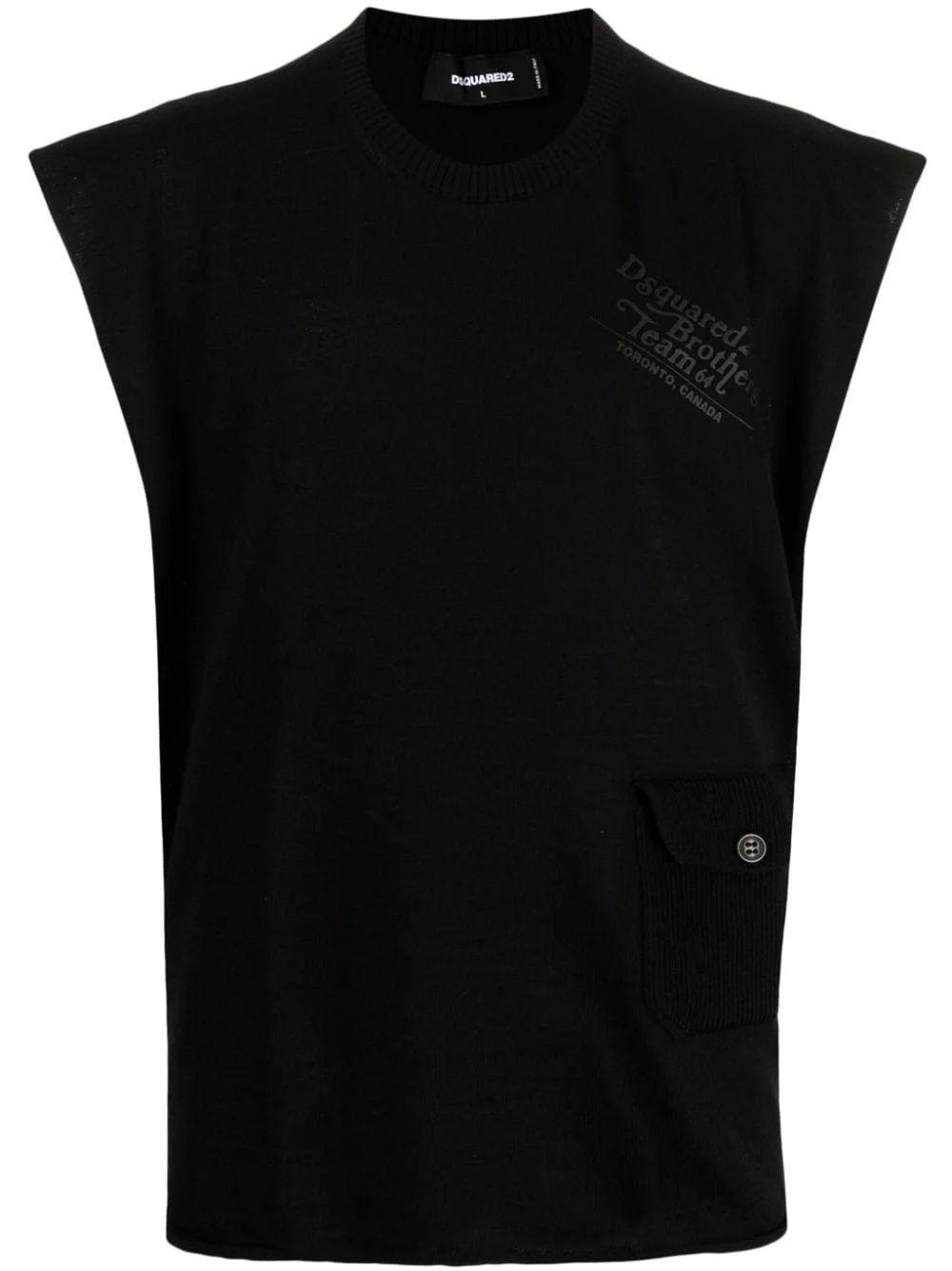 logo-print fine-knit vest - 1