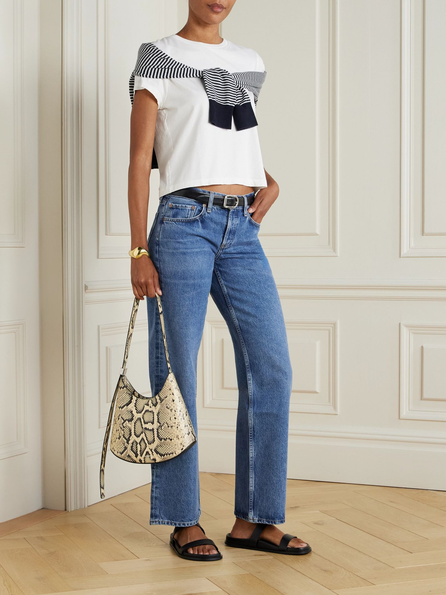 Low-Rise Loose distressed straight-leg jeans Mid denim - 2
