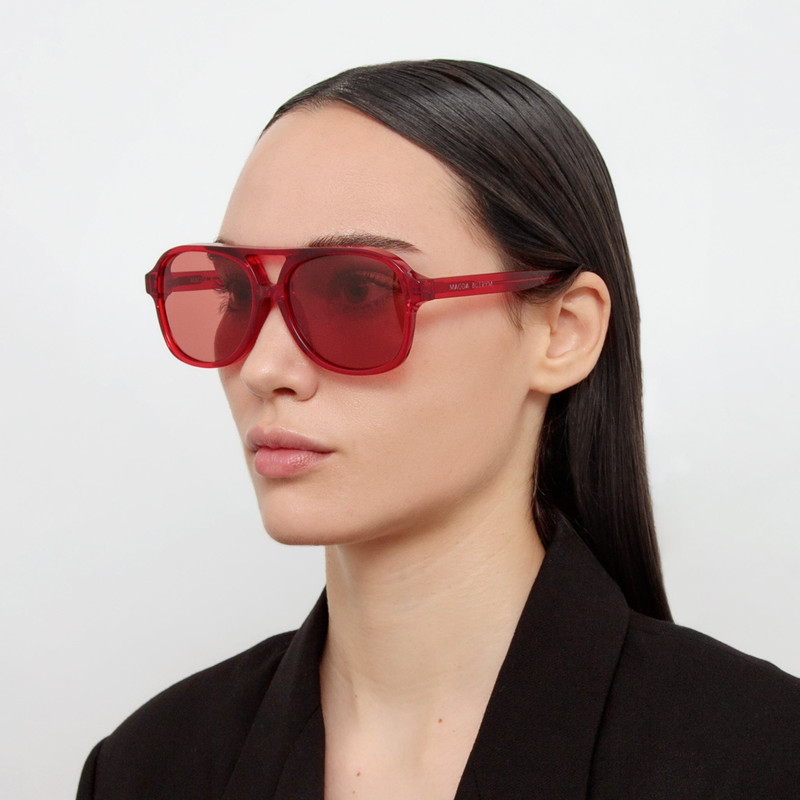 LINDA FARROW Aviator Sunglasses in Red outlook