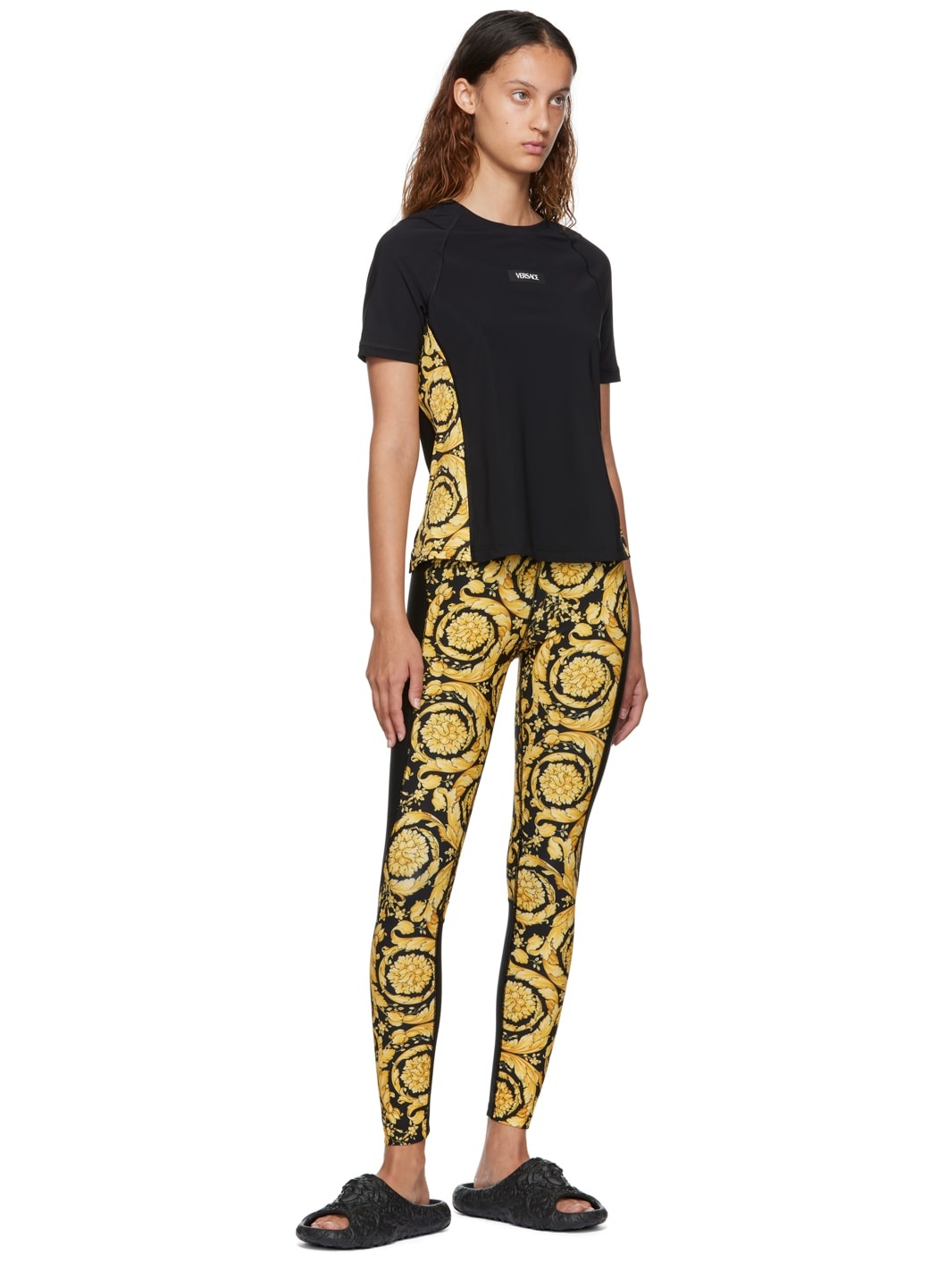 Black & Gold Barocco Leggings - 4