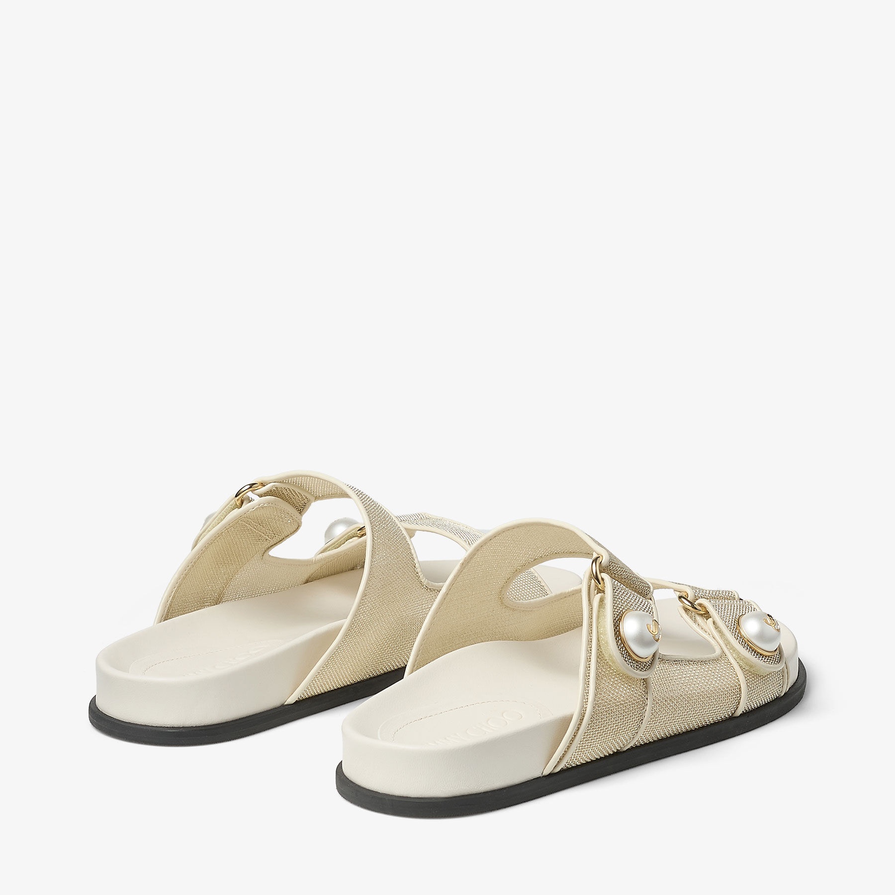 Fayence Sandal
Champagne Metallic Patent Leather Sandals with Pearls - 5