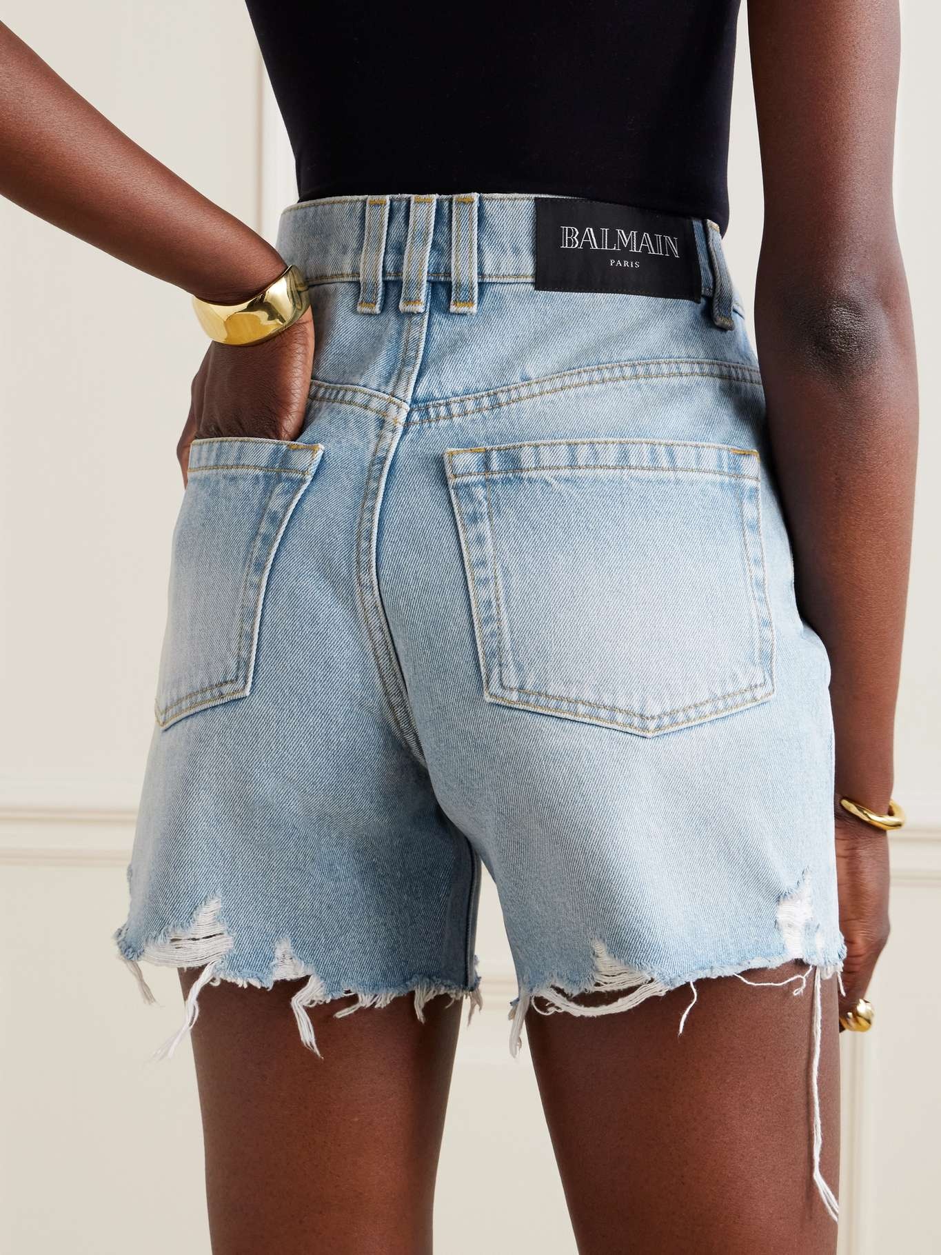 Balmain Distressed denim shorts | netaporter | REVERSIBLE