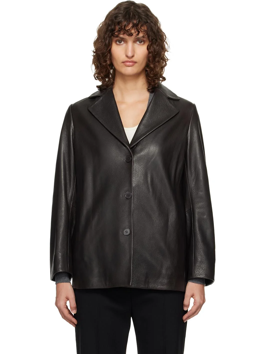 Black Opus Relaxed Leather Blazer - 1