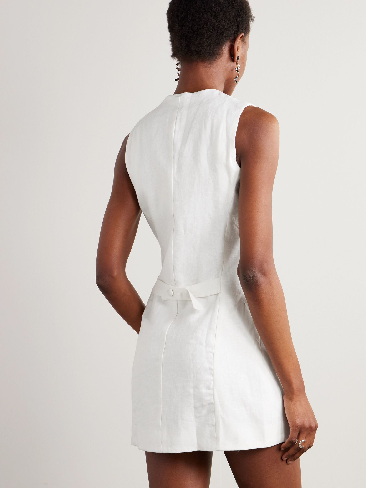 Eloise sleeveless linen mini dress White - 3