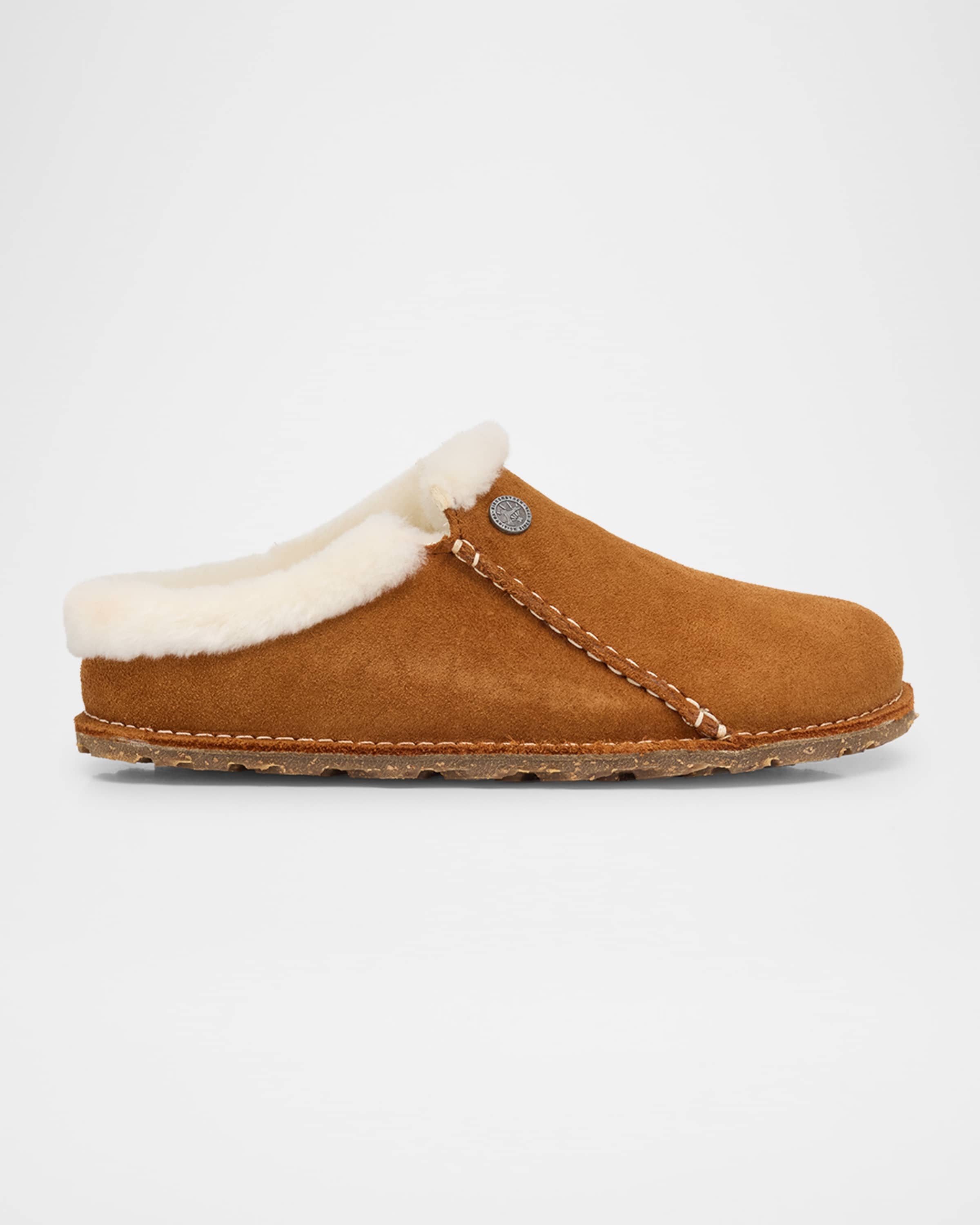 Zermatt Suede Shearling Slipper Mules - 1