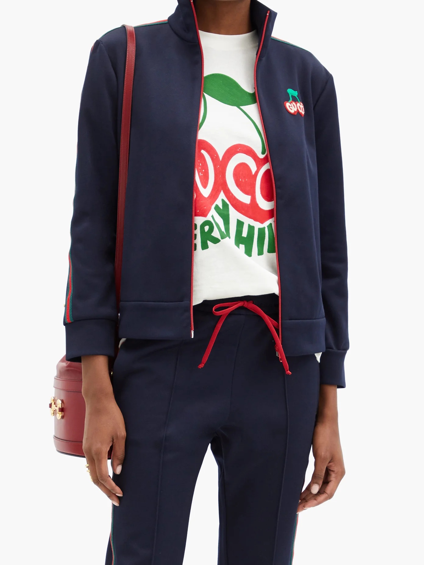 Cherry-embroidered pique track jacket - 2