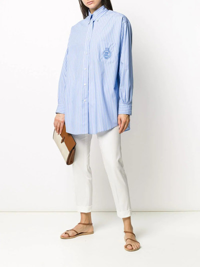 Etro striped long-line shirt outlook