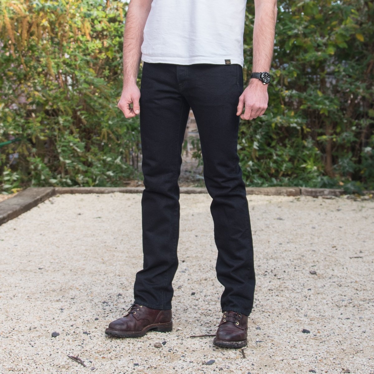 IH-666S-142od 14oz Selvedge Denim Slim Straight Cut Jeans - Indigo Overdyed Black - 4