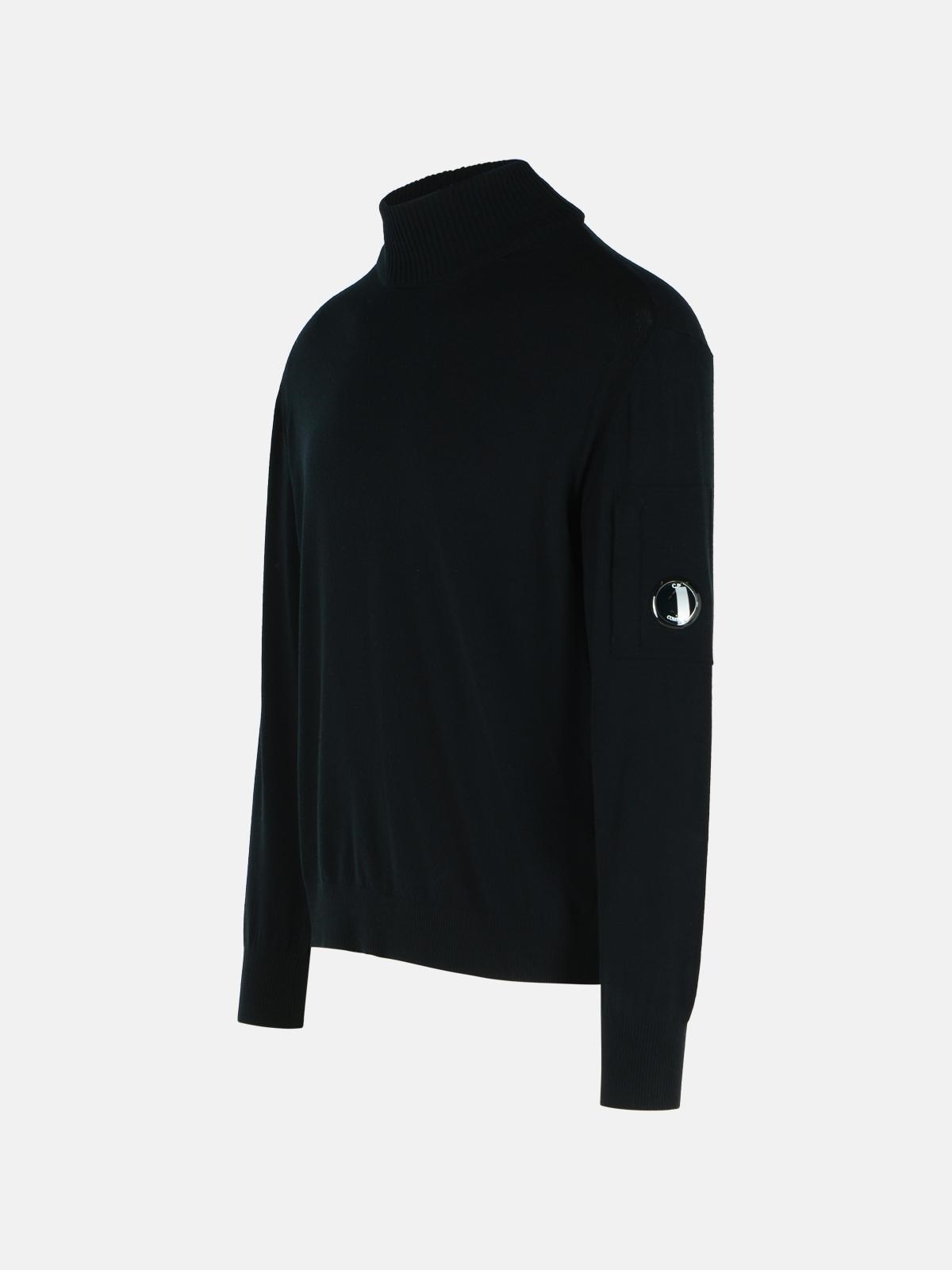 'LENS' BLACK VIRGIN WOOL BLEND TURTLENECK SWEATER - 2