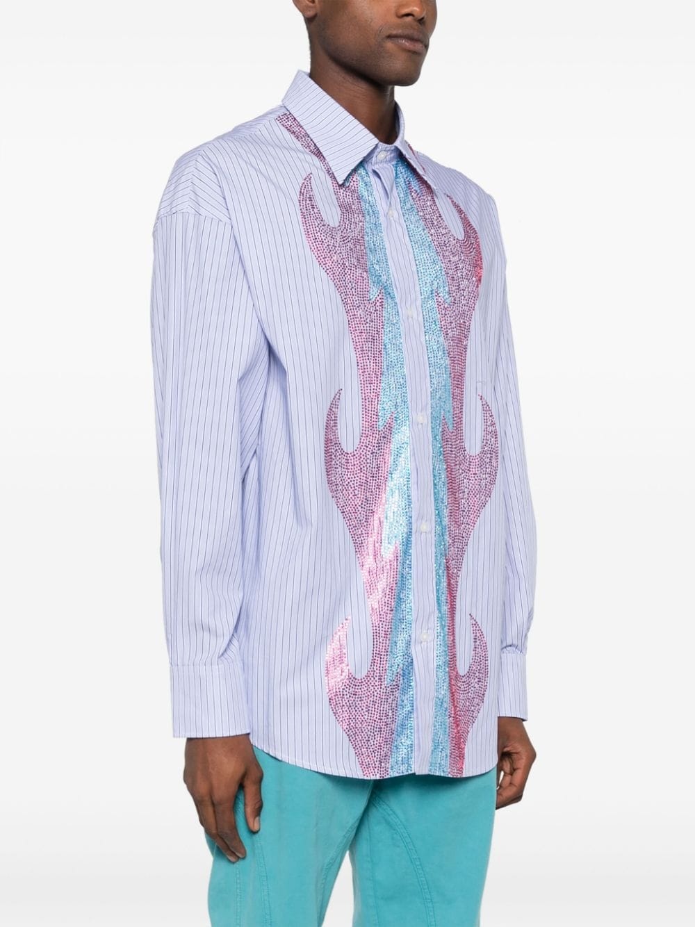 rhinestone striped shirt - 3