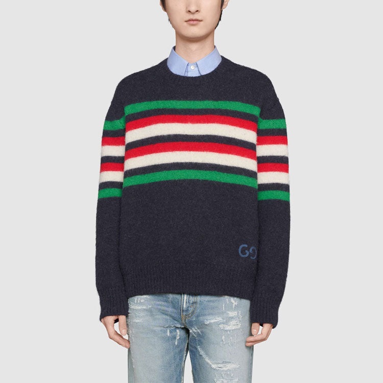 Gucci Alpaca Wool Stripe Crew Knit 'Navy' 633614-XKBIP-4804 - 3