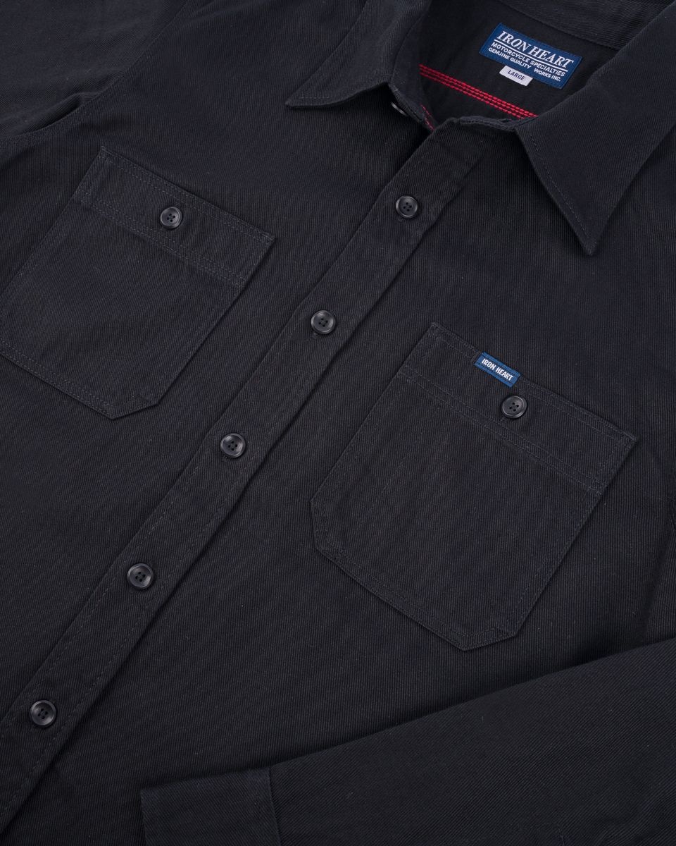 IHSH-414-BLK 9oz Cotton Linen Work Shirt Black - 2