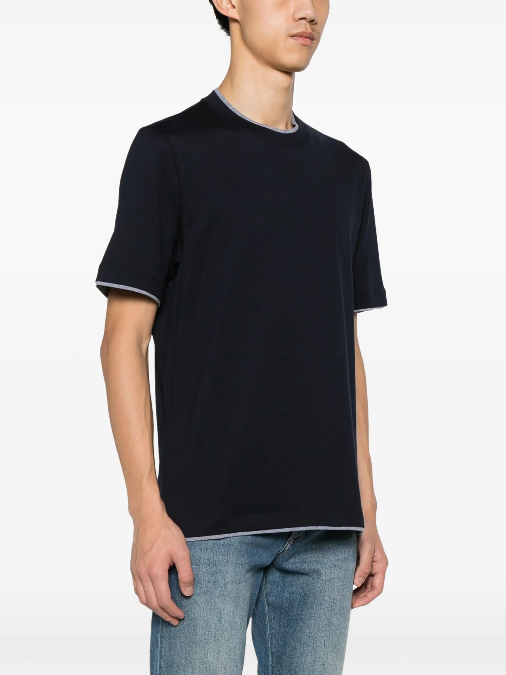 Brunello Cucinelli Layered-effect Cotton T-shirt | REVERSIBLE
