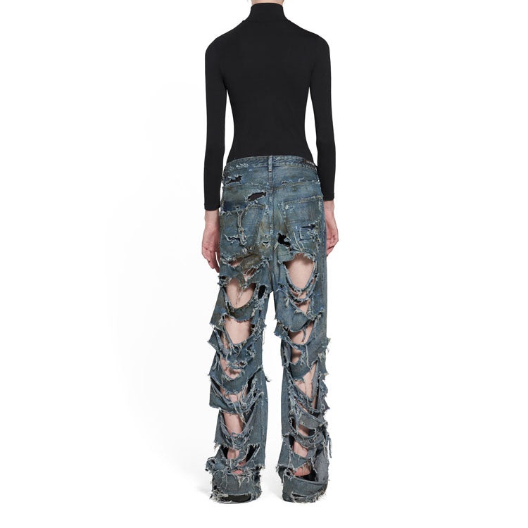 Balenciaga Super Destroyed Baggy Pants 'Light Blue' 745248TNW014012 - 3