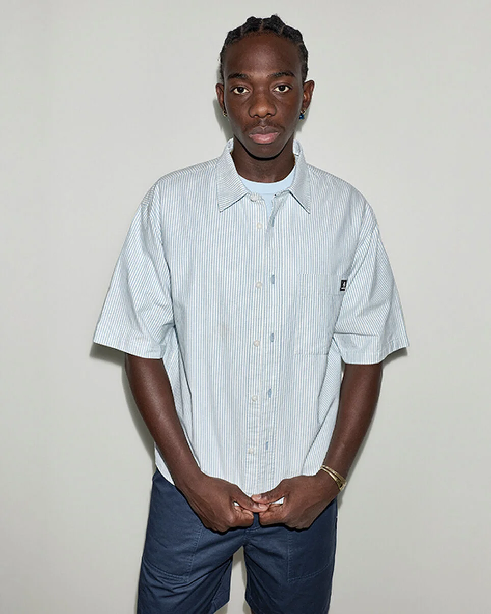 Script Chevron Short-Sleeve Oxford Shirt - 1