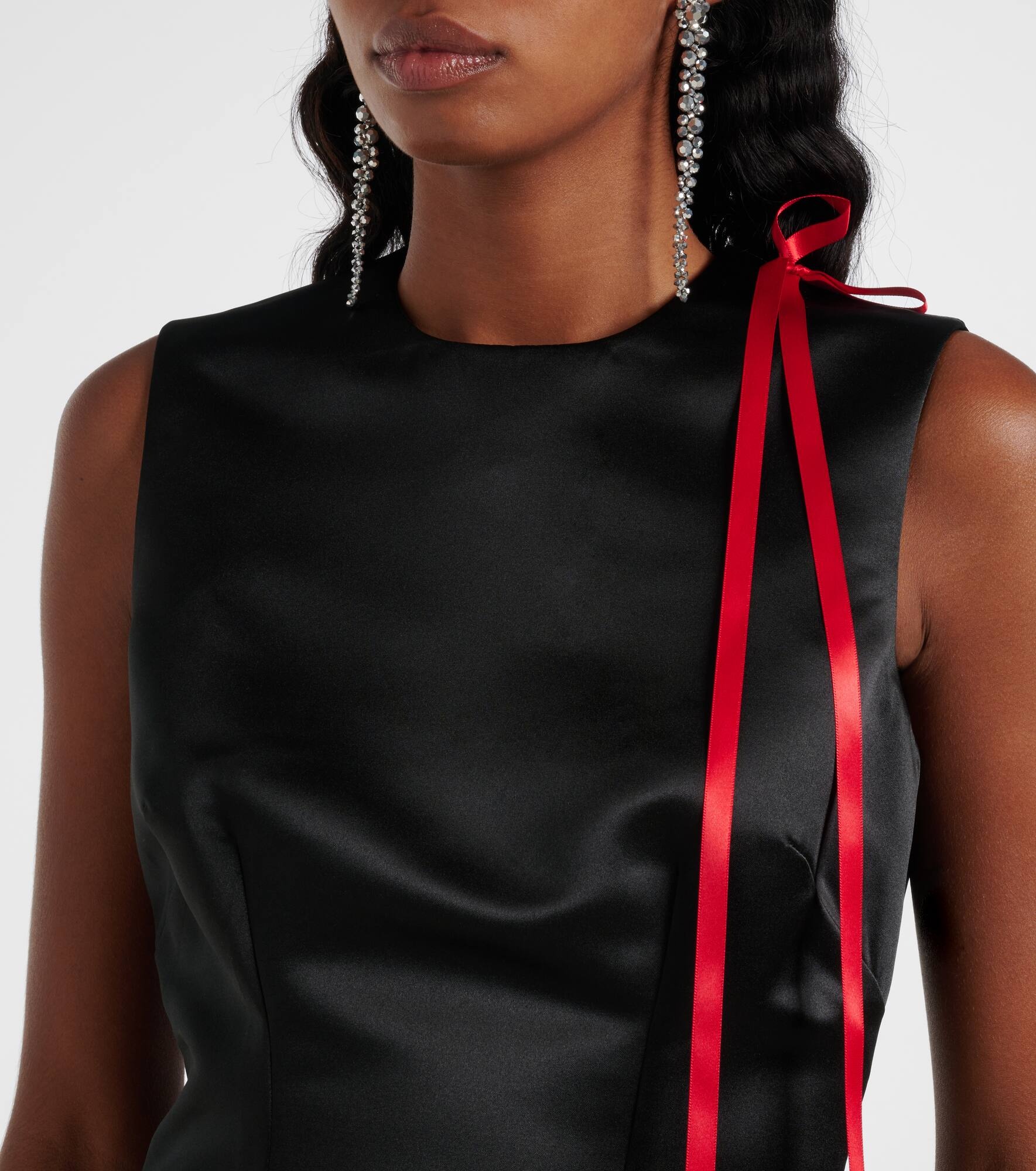 Bow-detail satin midi dress - 4