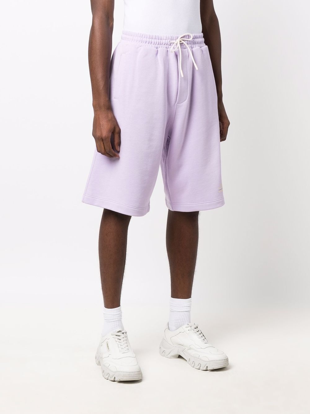 knee-length cotton track shorts - 6