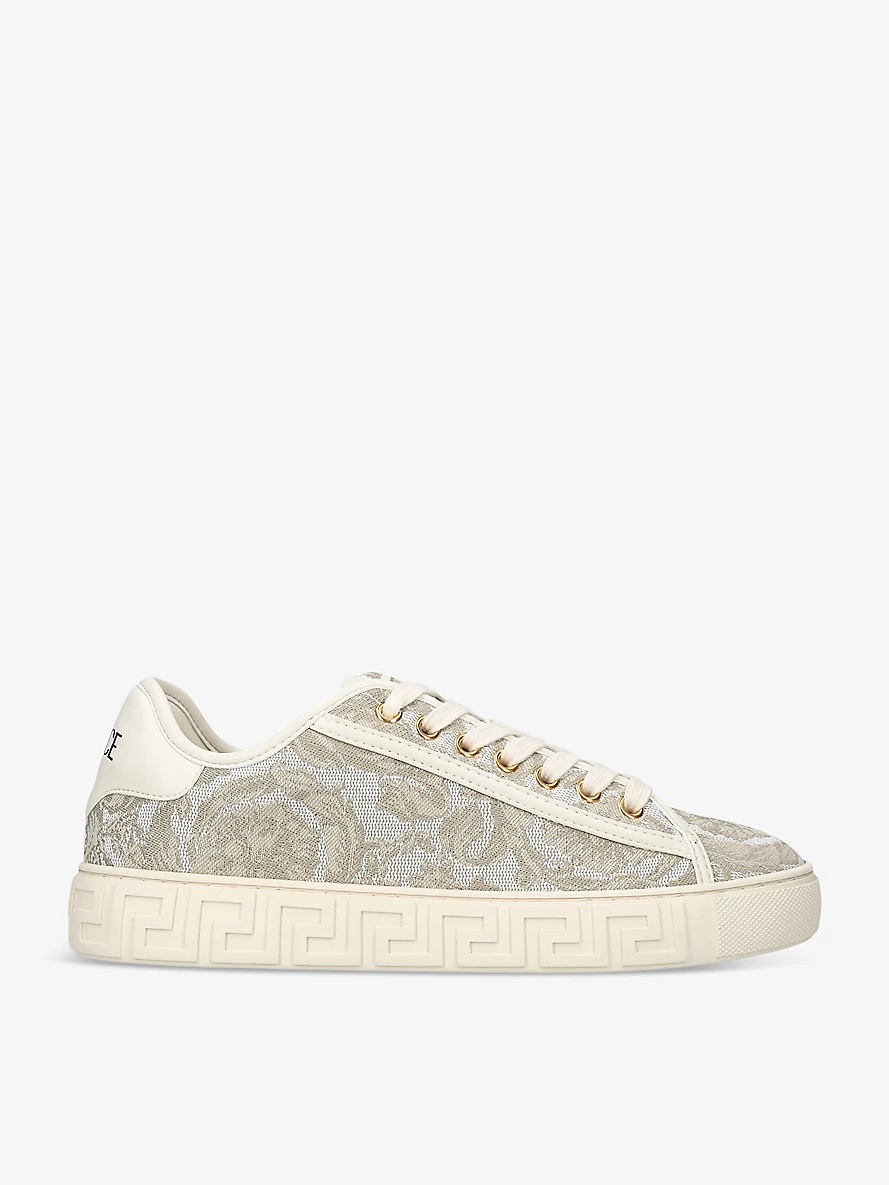 Baroque graphic-pattern canvas low-top trainers - 1