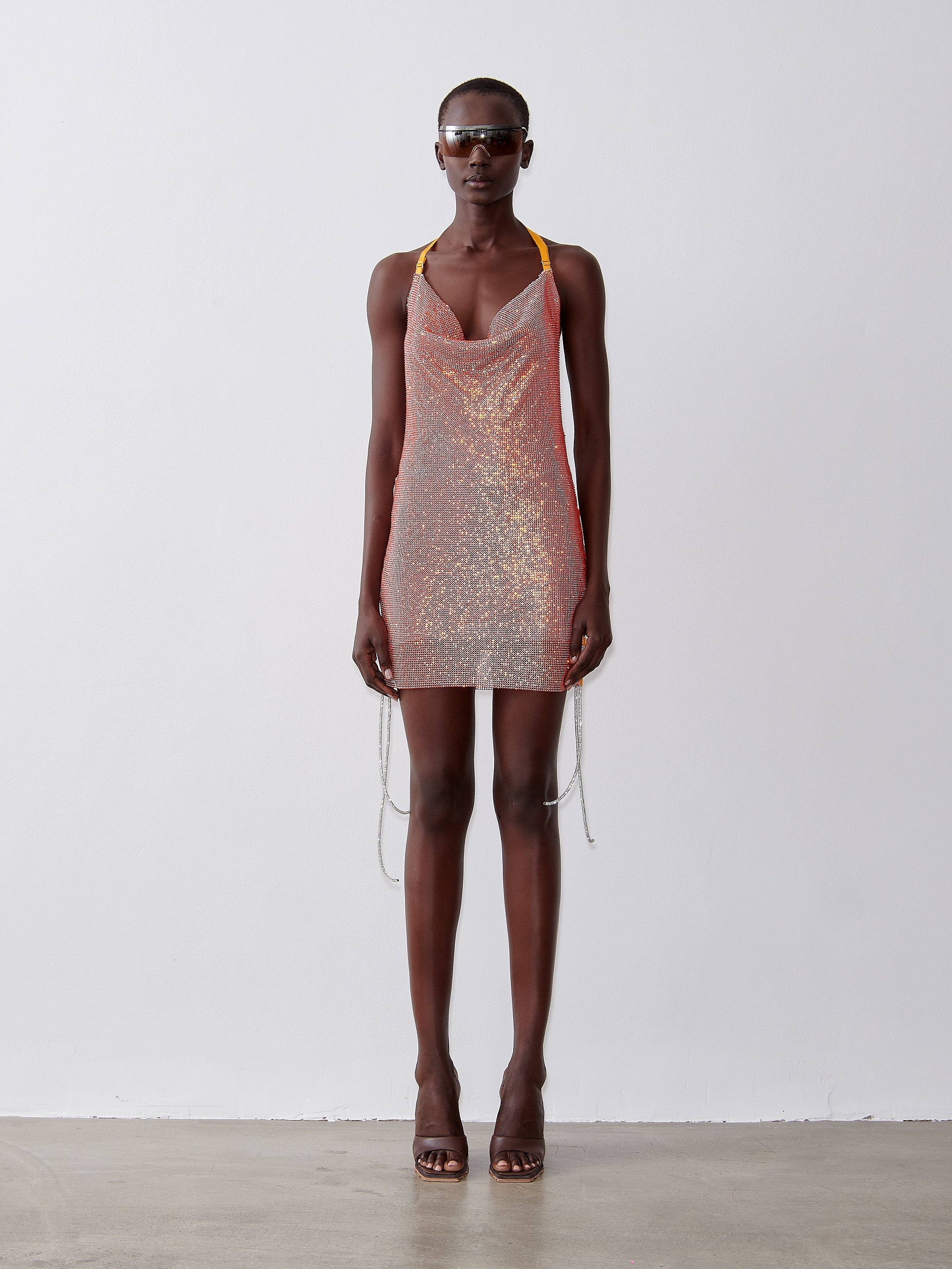 RHINESTONED ZEINA DRESS APEROL SPRITZ - 2