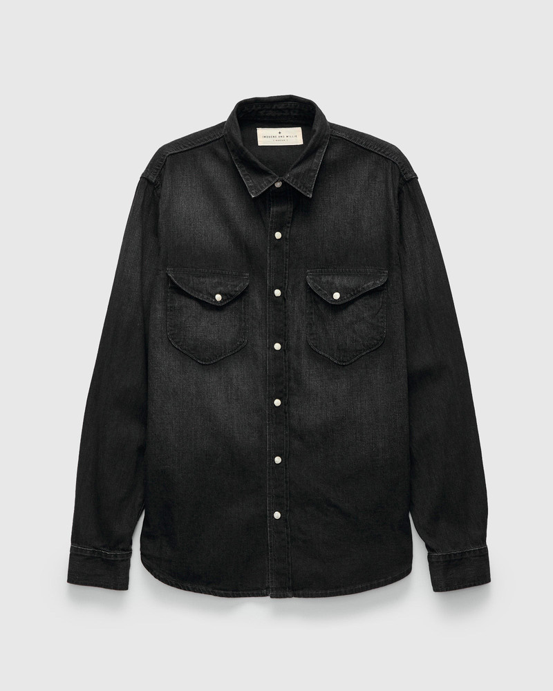 Hayes Pearl Snap Shirt in Washed Black 1