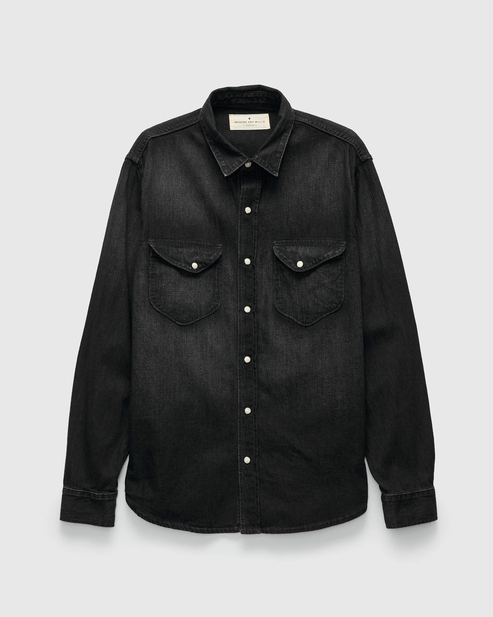Hayes Pearl Snap Shirt in Washed Black - 1