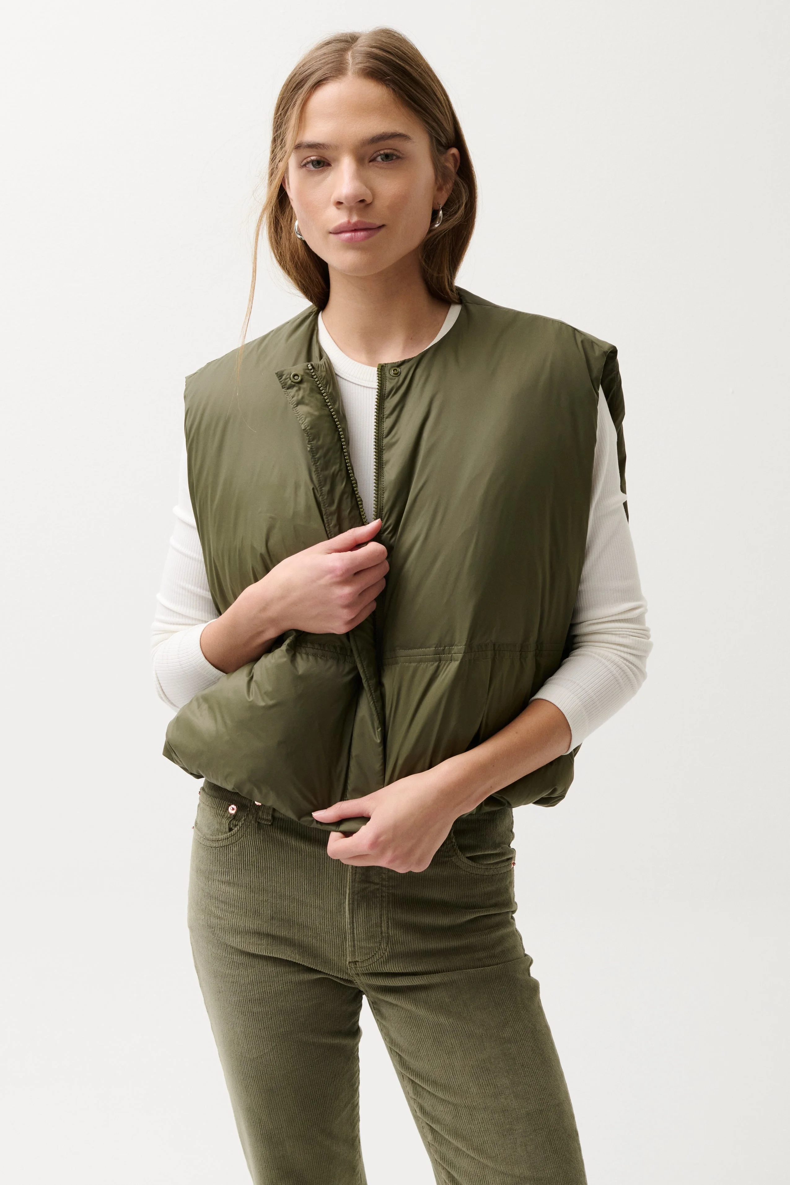 CATARINA NYLON PUFFER VEST - IVY - 1