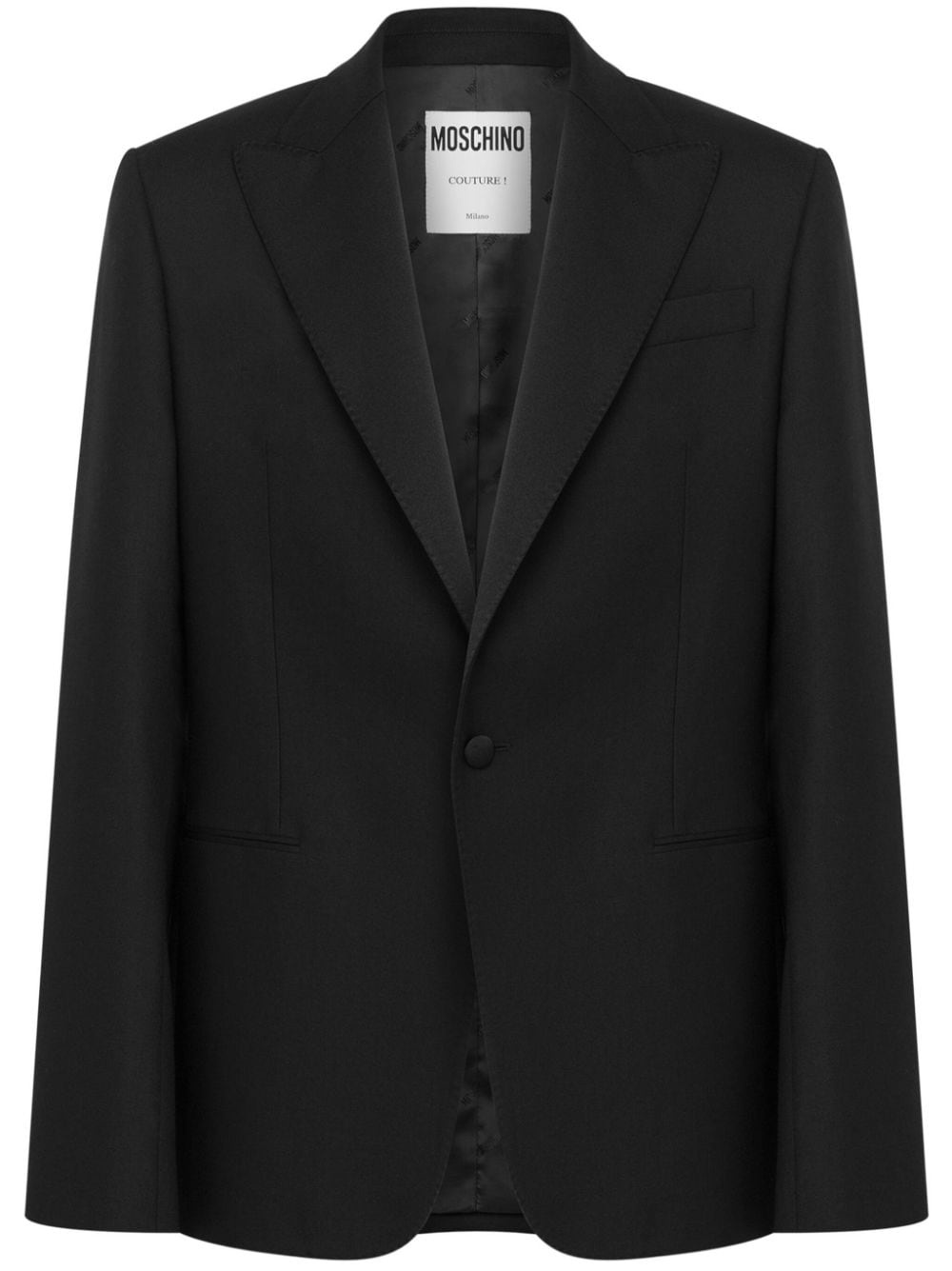 embroidered-slogan virgin wool jacket - 1