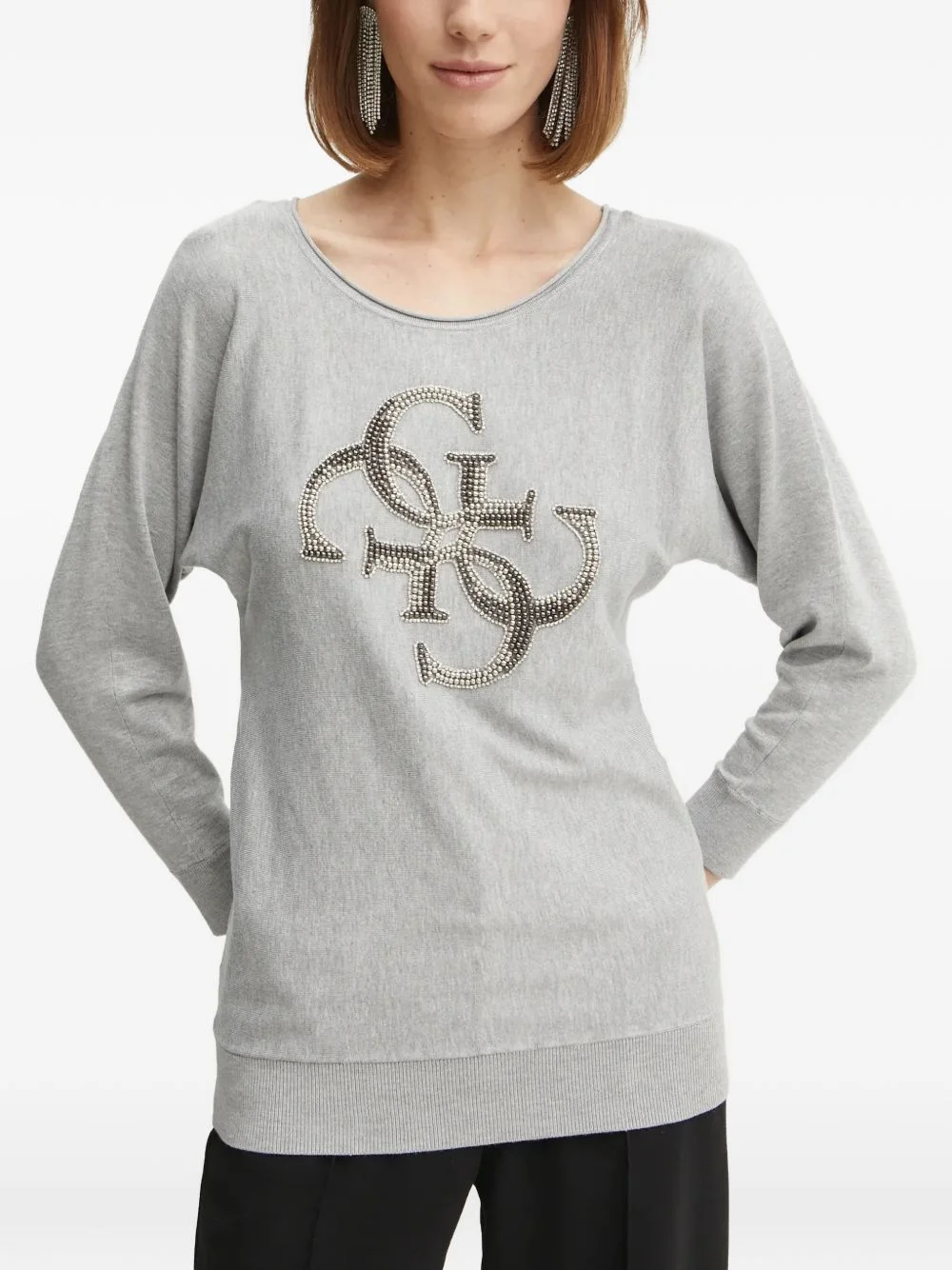 crystal-embellished logo-motif sweater - 1
