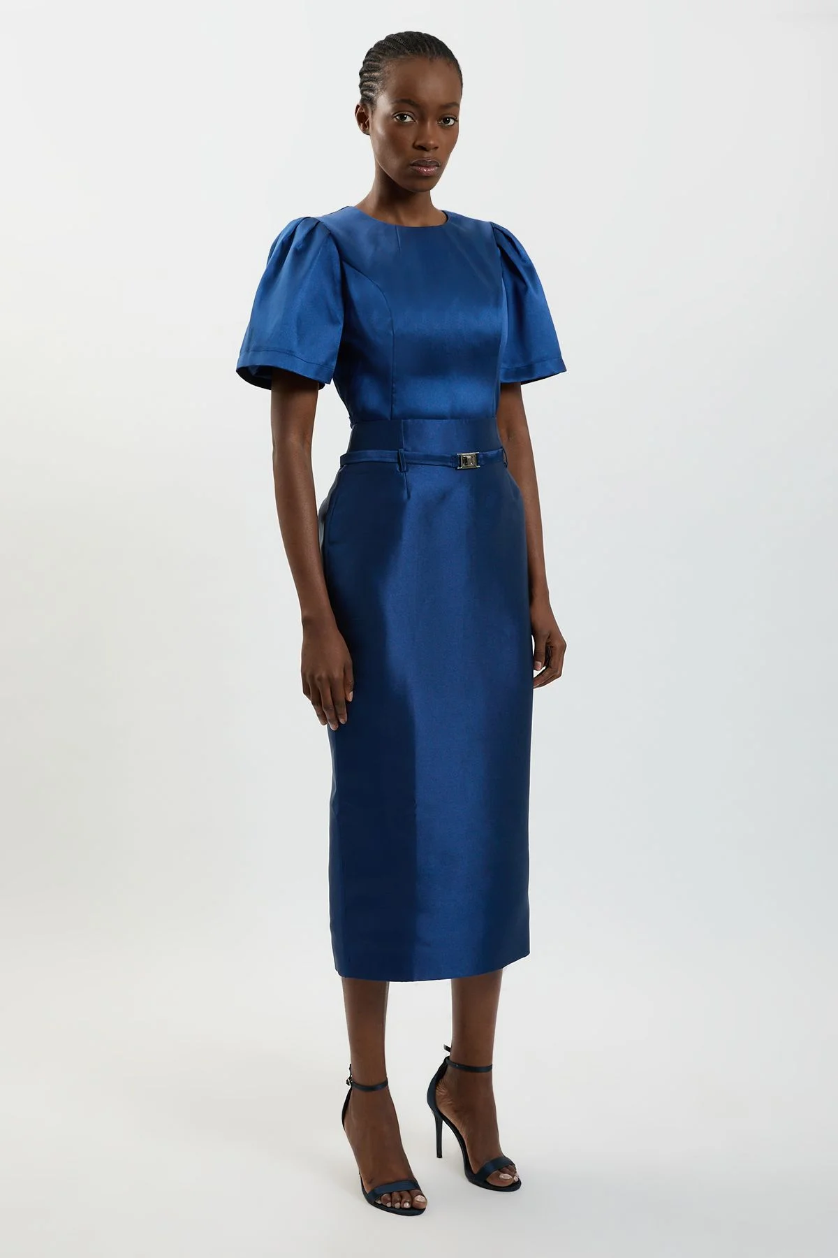 Satin Twill Belted Maxi Skirt - 1
