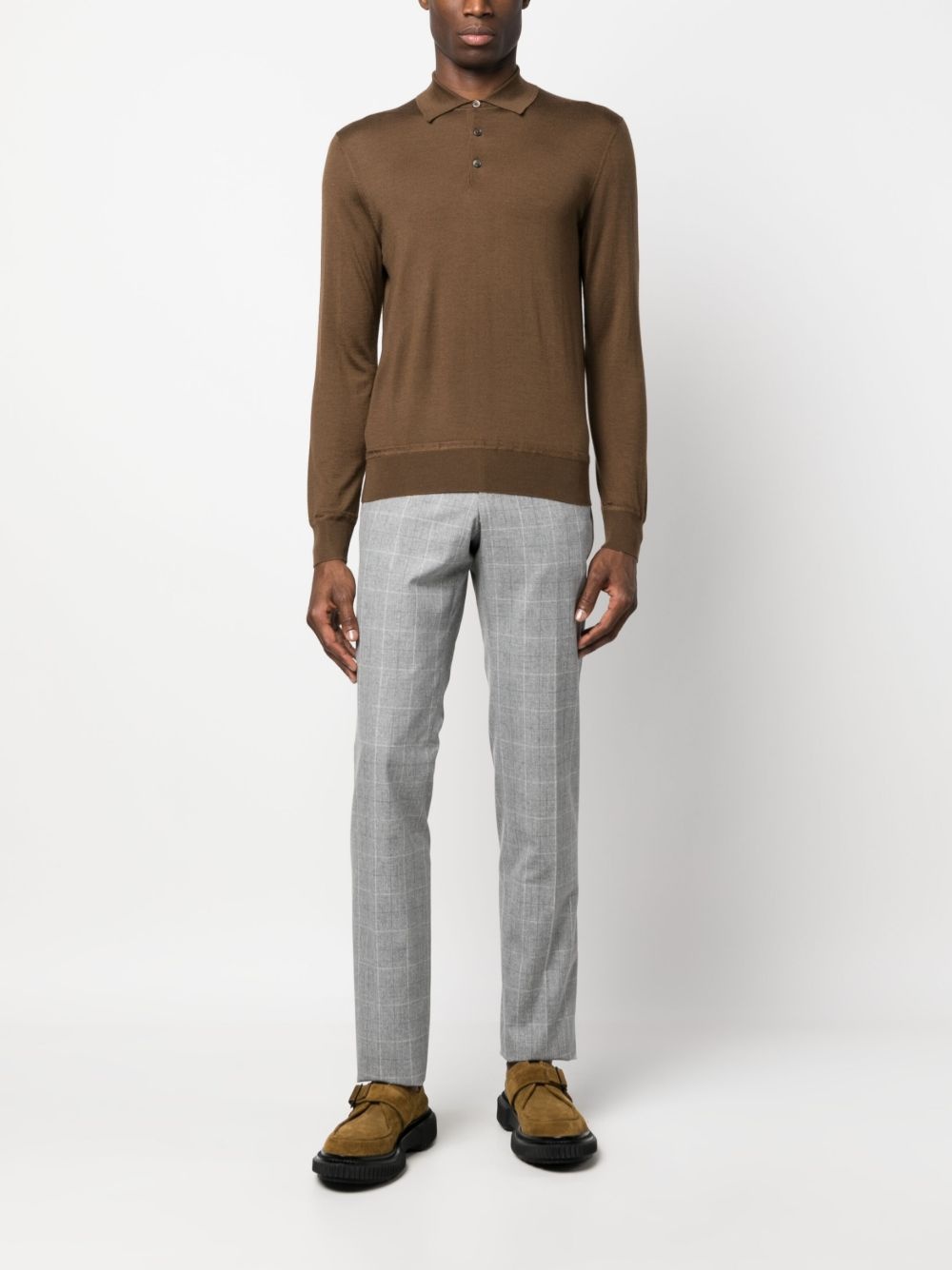 grid-pattern straight-leg trousers - 2