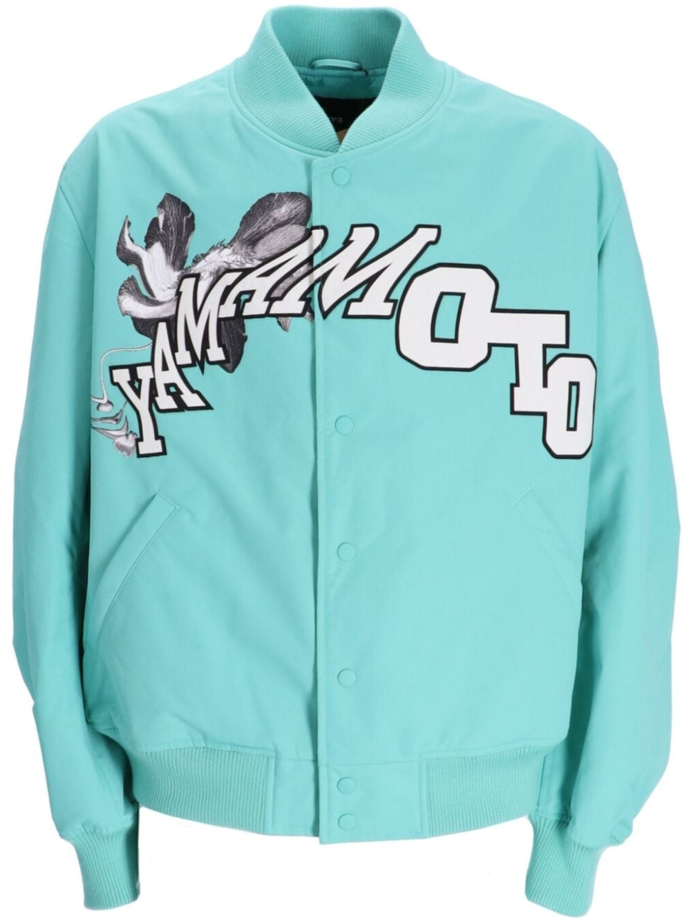 logo-print baseball-collar varsity jacket - 1