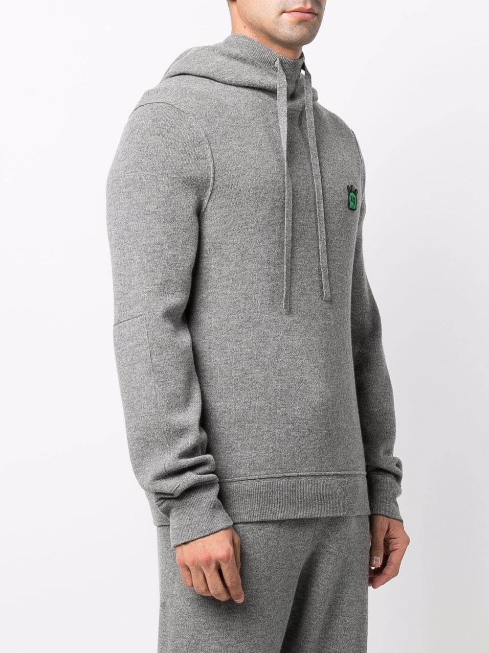 logo-plaque merino hoodie - 3