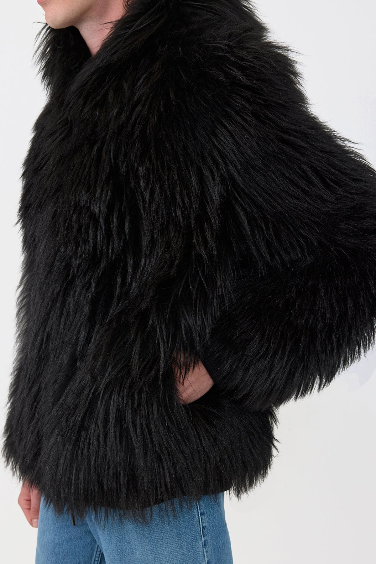 Tom Hoody Jacket in Black Cashmere Shearling - 7