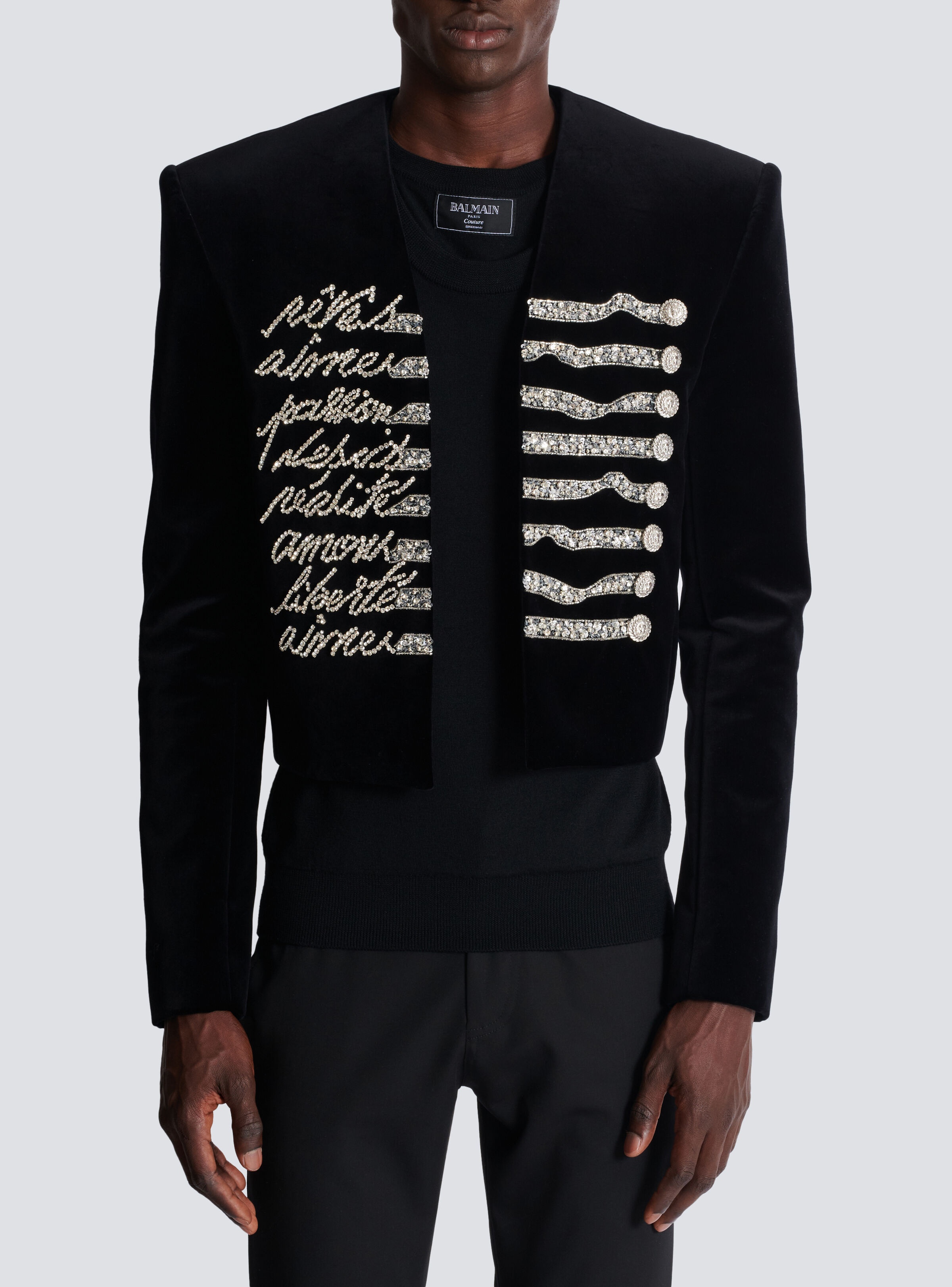 Cropped velvet jacket with "Love Letter" embroidery - 5