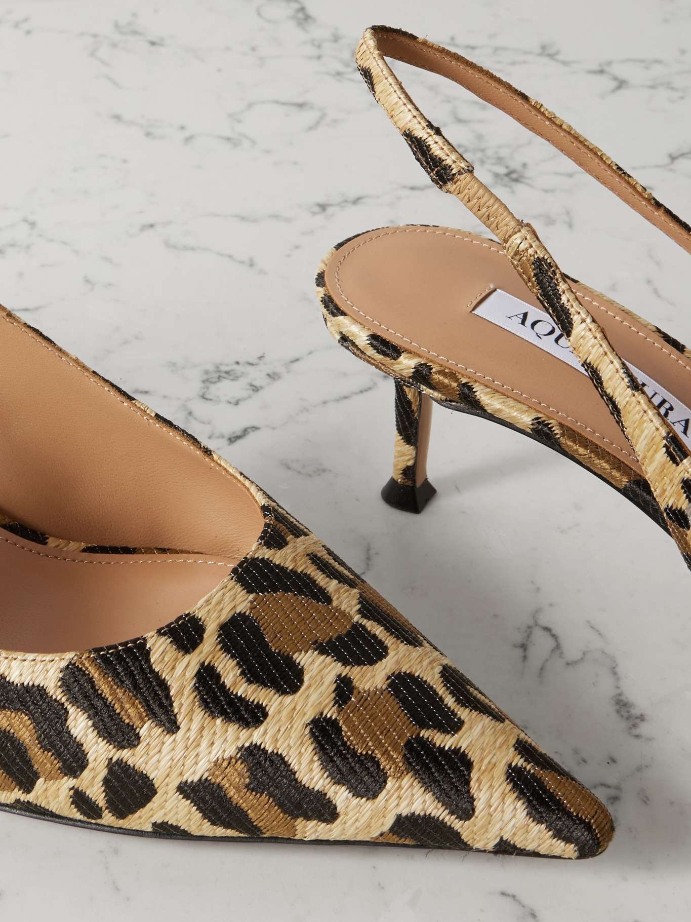 New Purist 50 leopard-print raffia slingback pumps Leopard print - 4