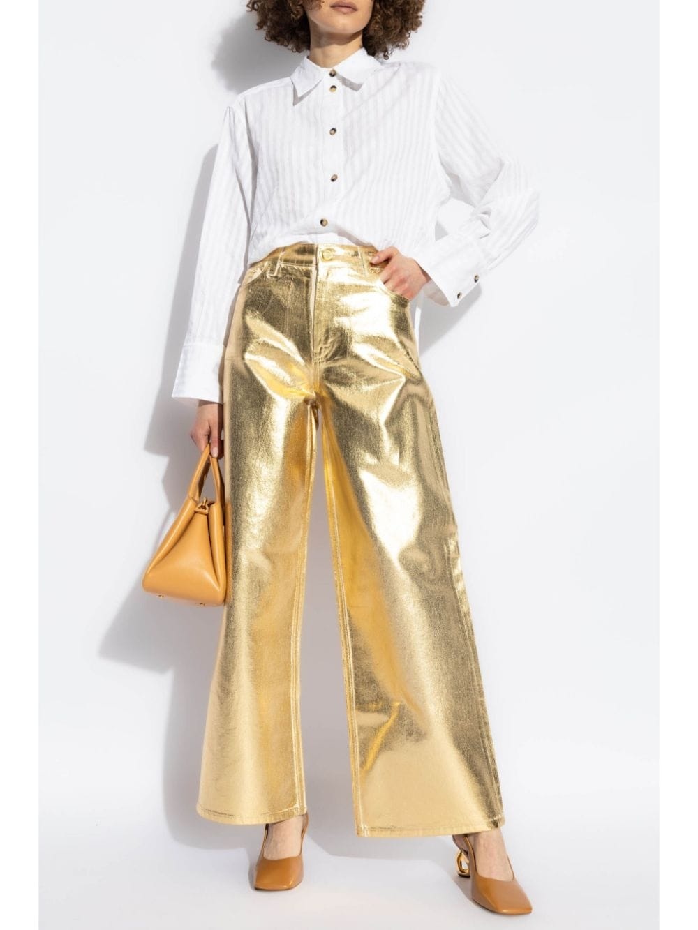 metallic-effect cotton jeans - 2
