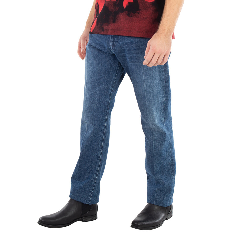 Versace Men's Washed Medium Blue Straight-Leg Mid-Rise Jeans - 5