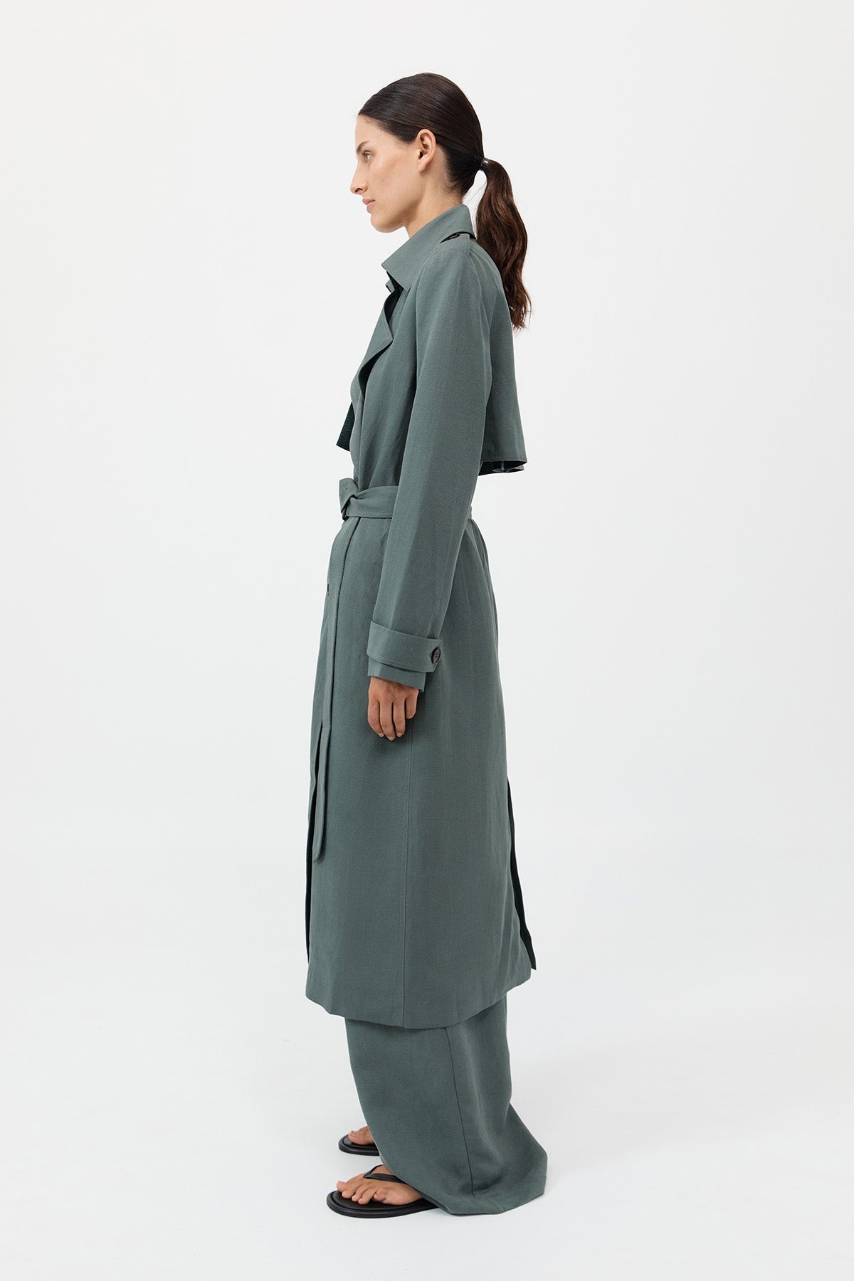 Soft Tailored Trench - Balsam Green - 3
