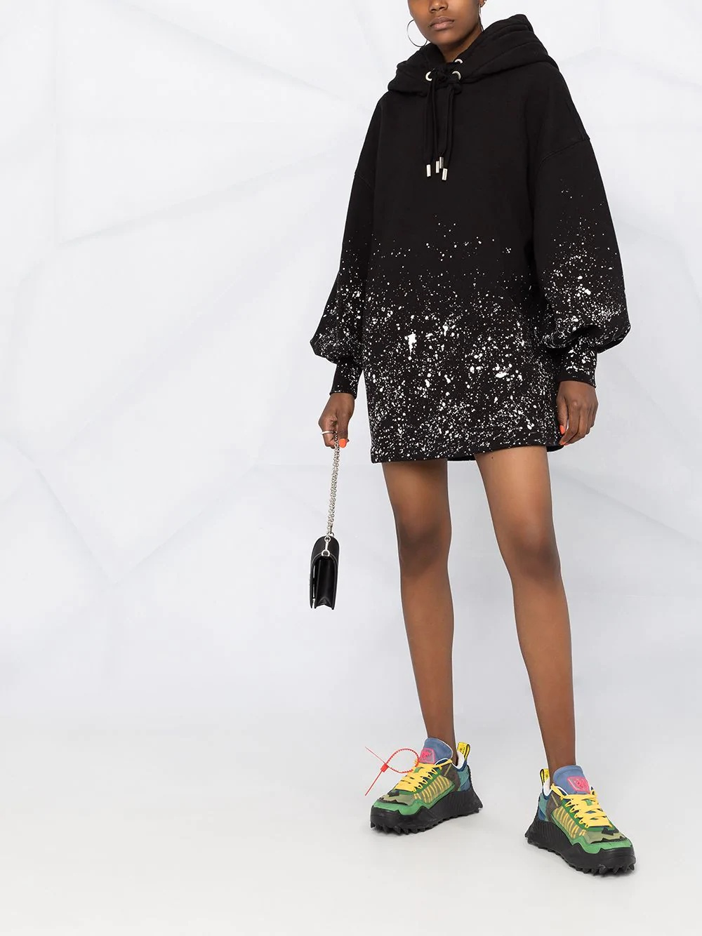 paint-splatter effect logo jumper dress - 2