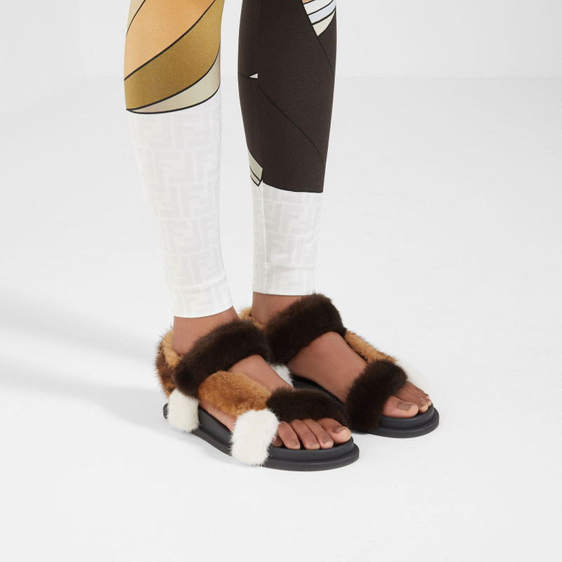FENDI Brown mink sandals outlook