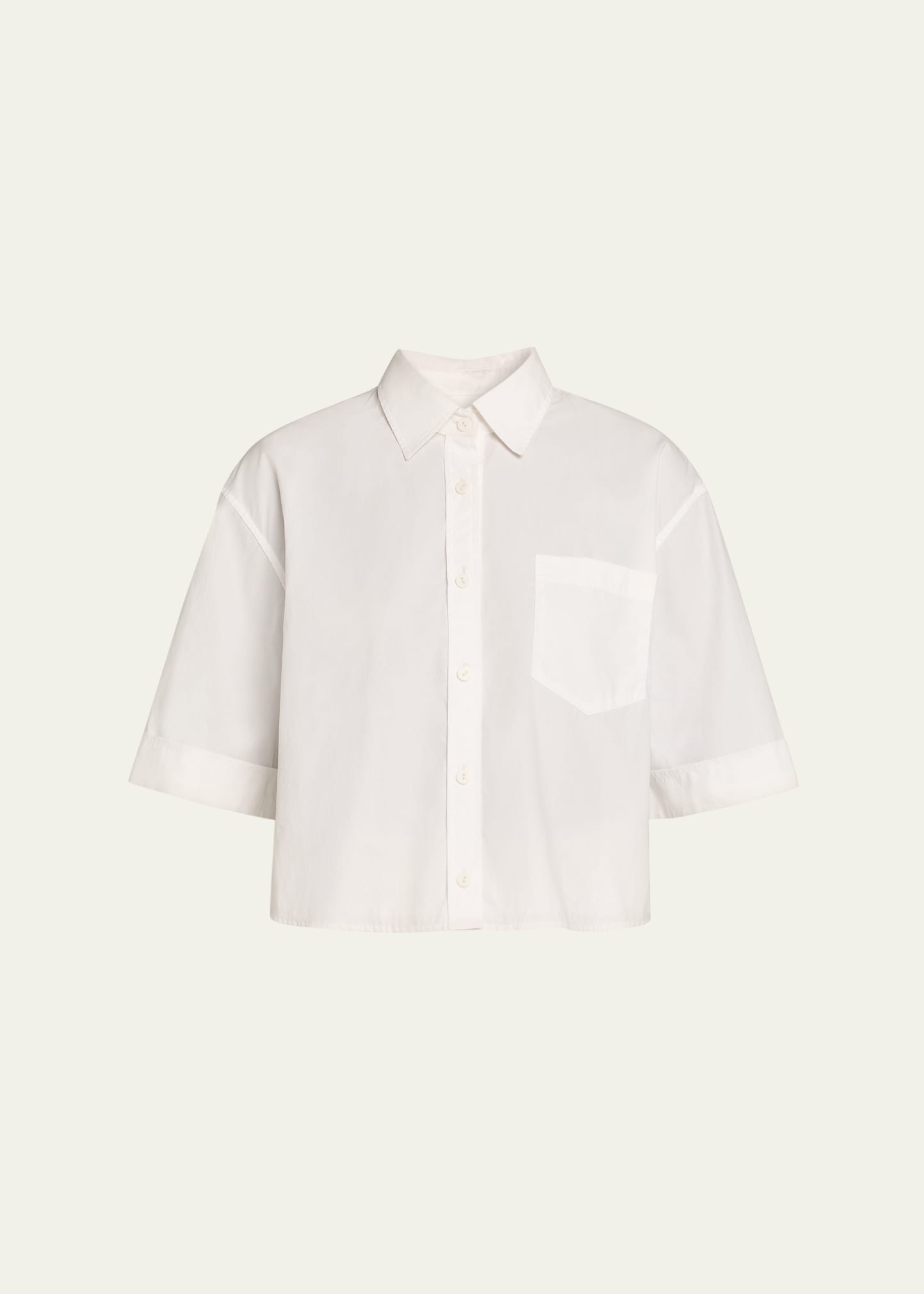 Cropped Oversized Button-Front Shirt - 1