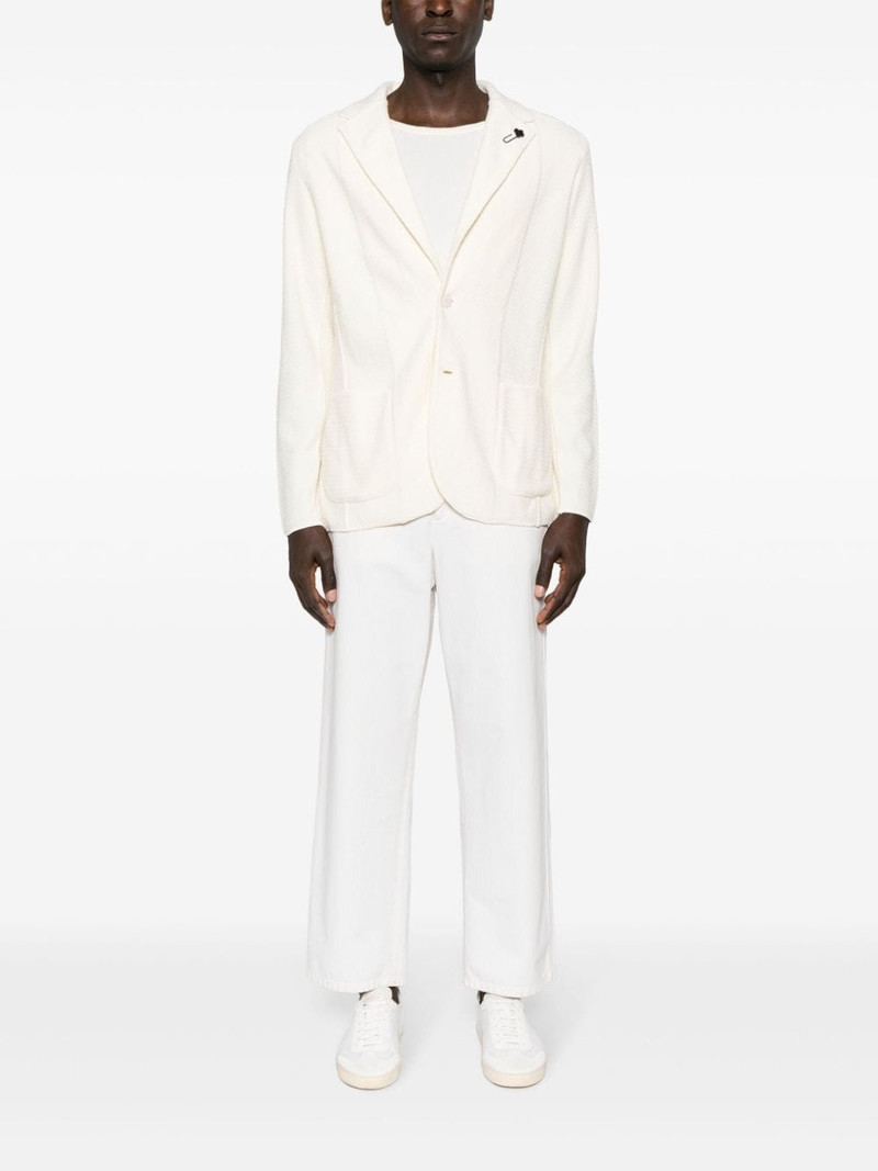 LARDINI chevron-knit single-breasted blazer outlook