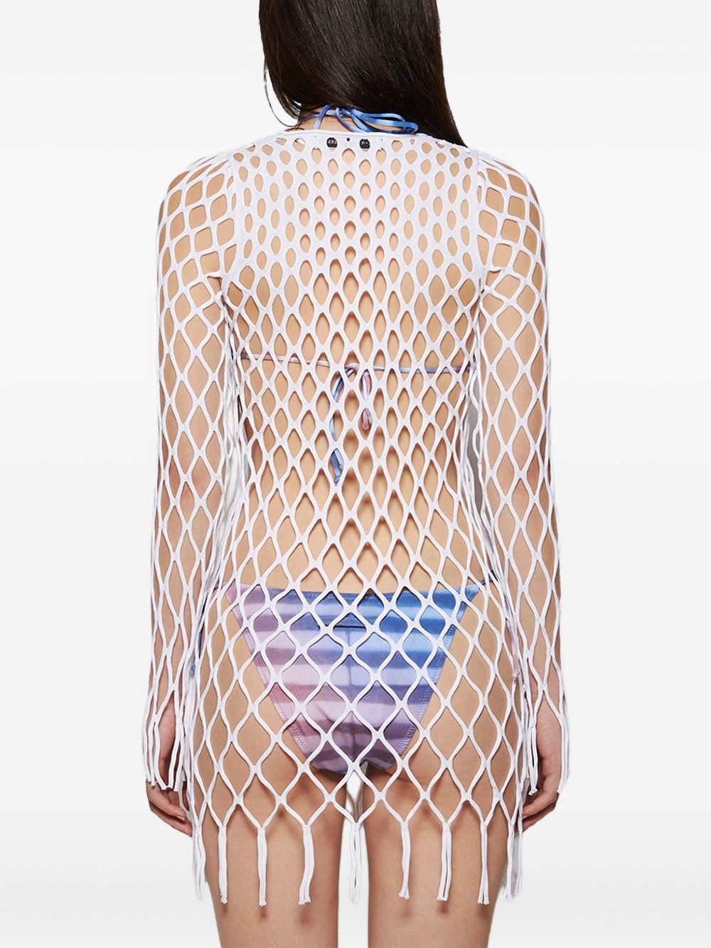 mesh fringe mini dress - 4