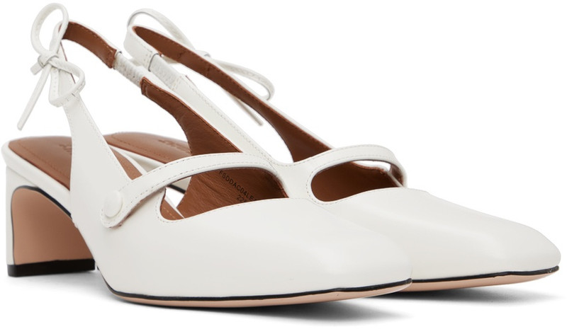 White Side Bow Square Toe Heels 4