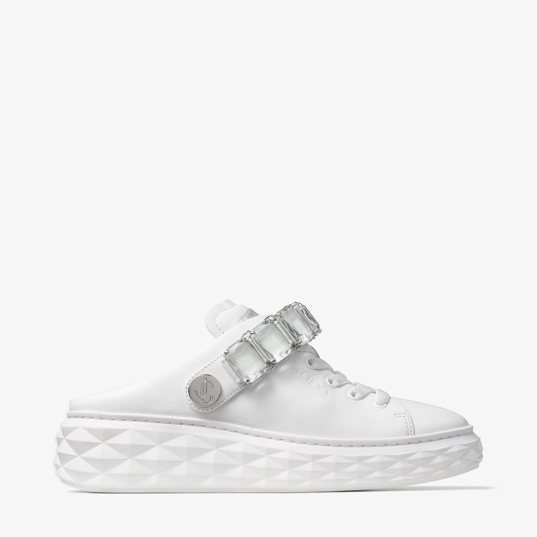 Diamond Maxi Crystal
White Nappa Leather Slipper Trainers with Crystal Strap - 2