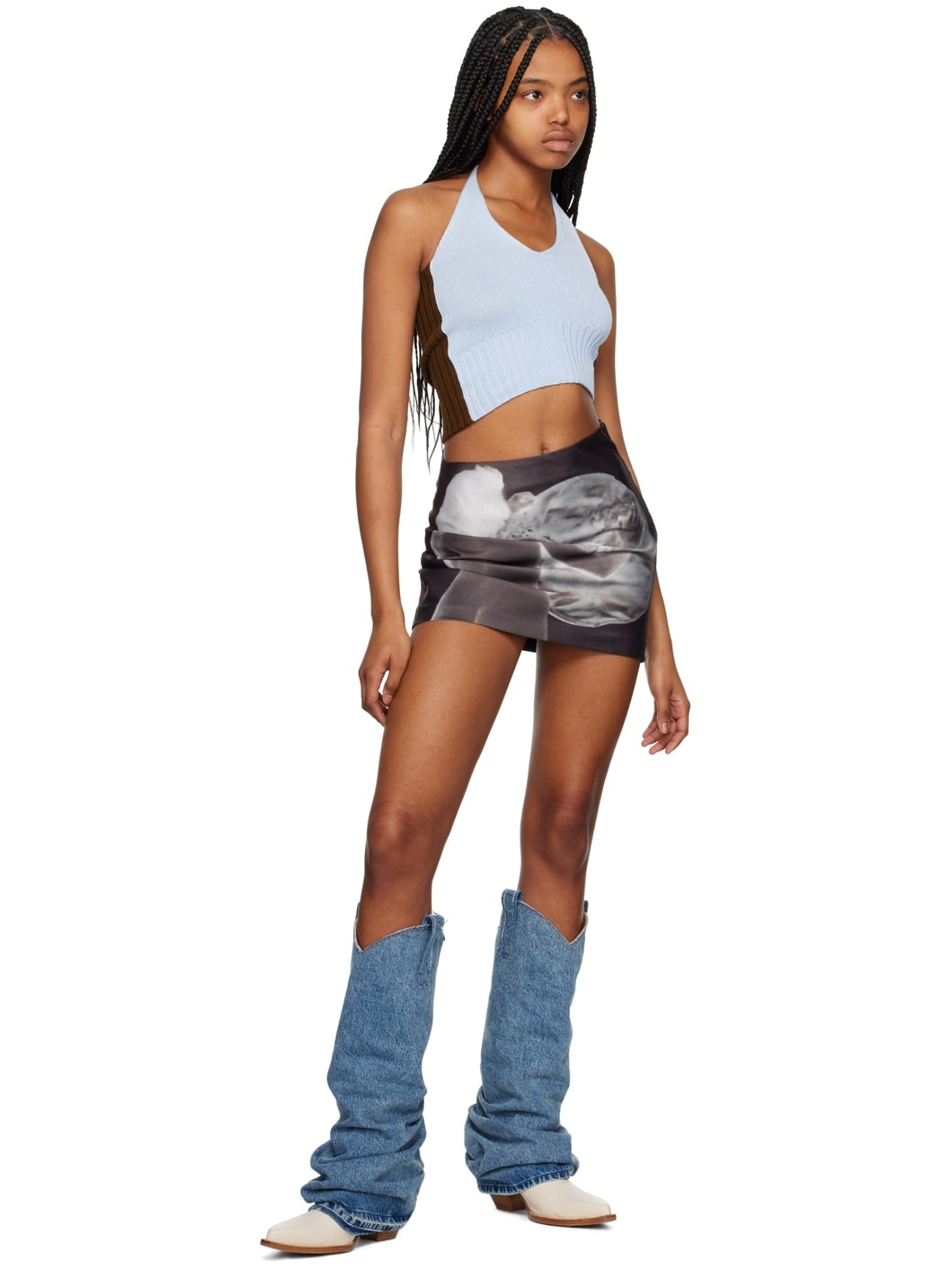 Blue & Brown Asymmetric Camisole - 4